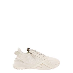 Fendi Men 'Fendi Flow' White Sneaker With Ff Jacquard Logo Print In Leather Man